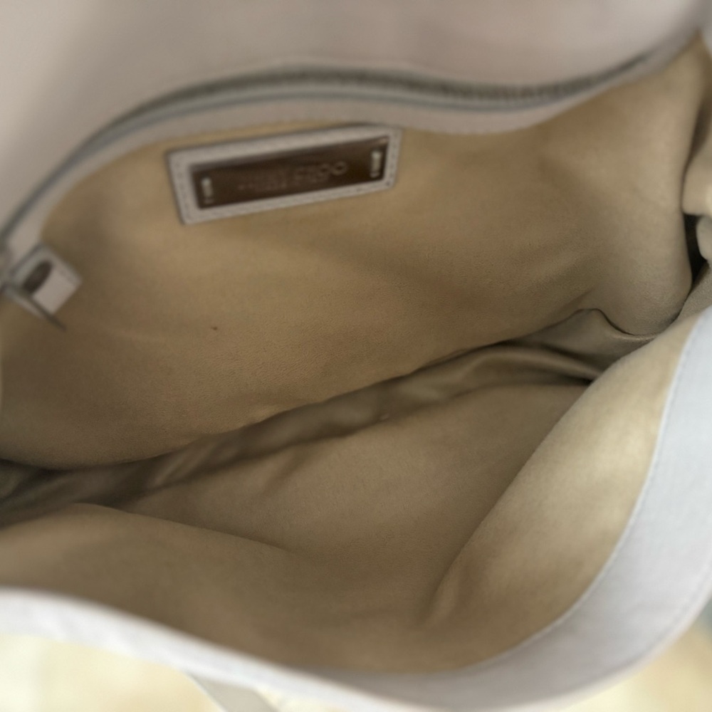 Jimmy Choo Light Gray Leather Crossbody Bag with Chain Detail - Picture 11 of 16